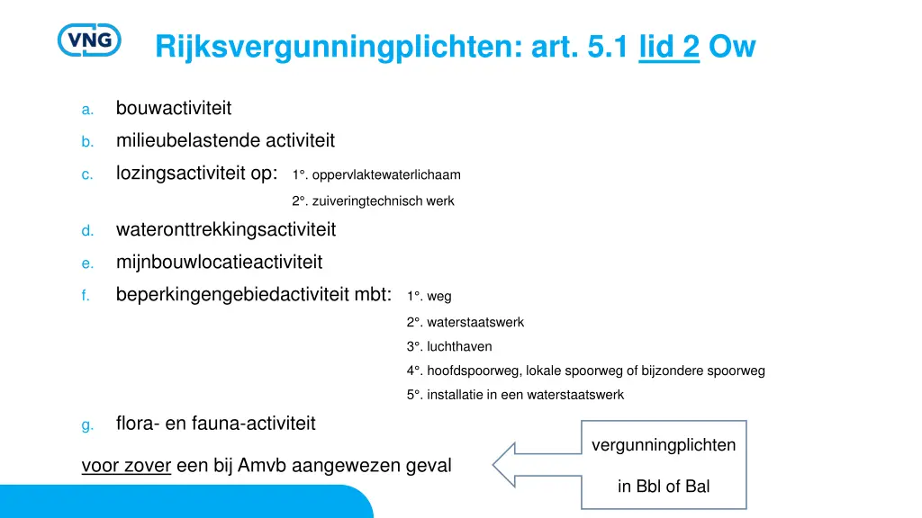 rijksvergunningplichten art 5 1 lid 2 ow