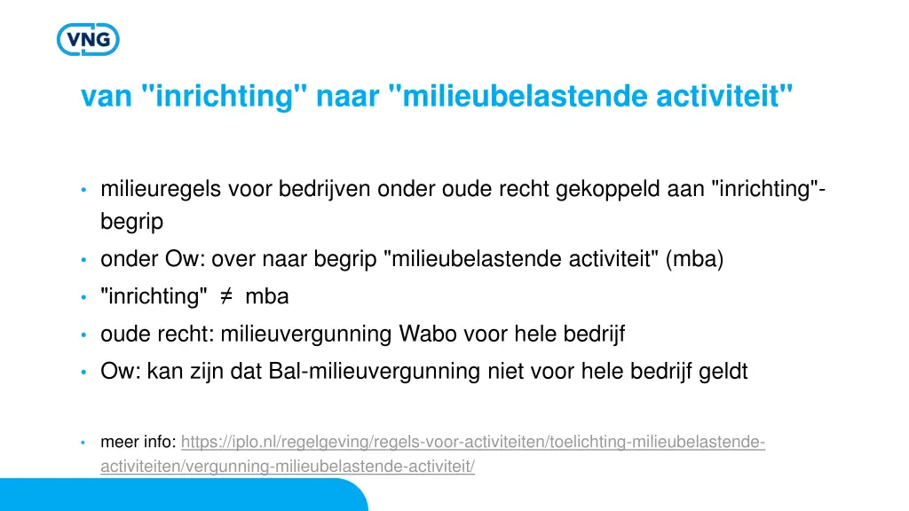 van inrichting naar milieubelastende activiteit