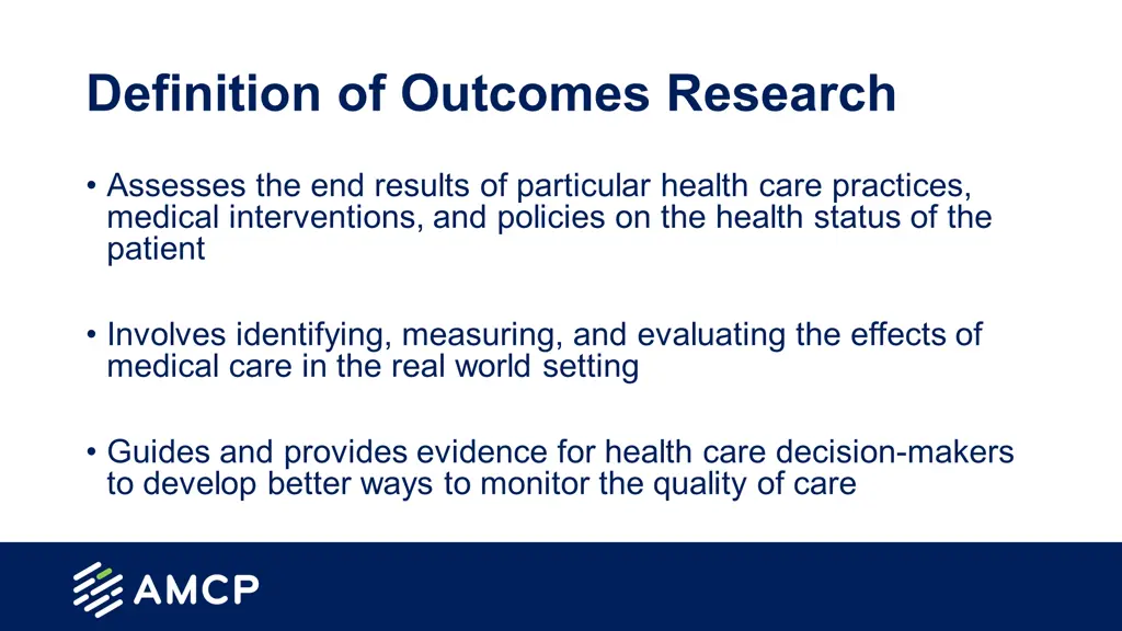 definition of outcomes research