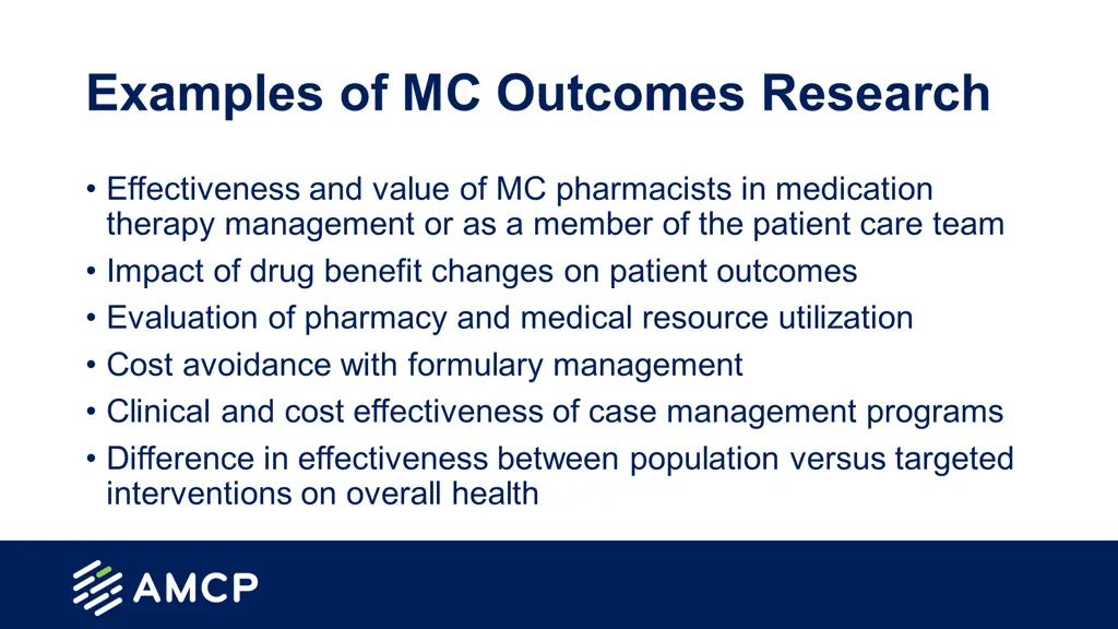 examples of mc outcomes research