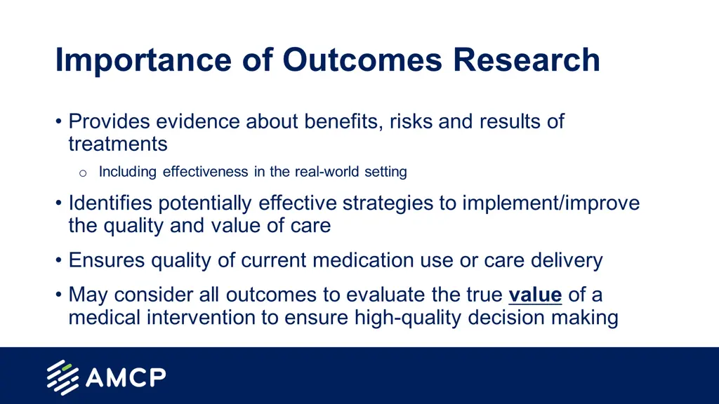 importance of outcomes research