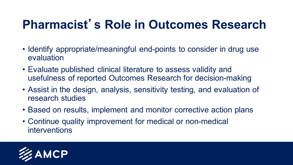 pharmacist s role in outcomes research