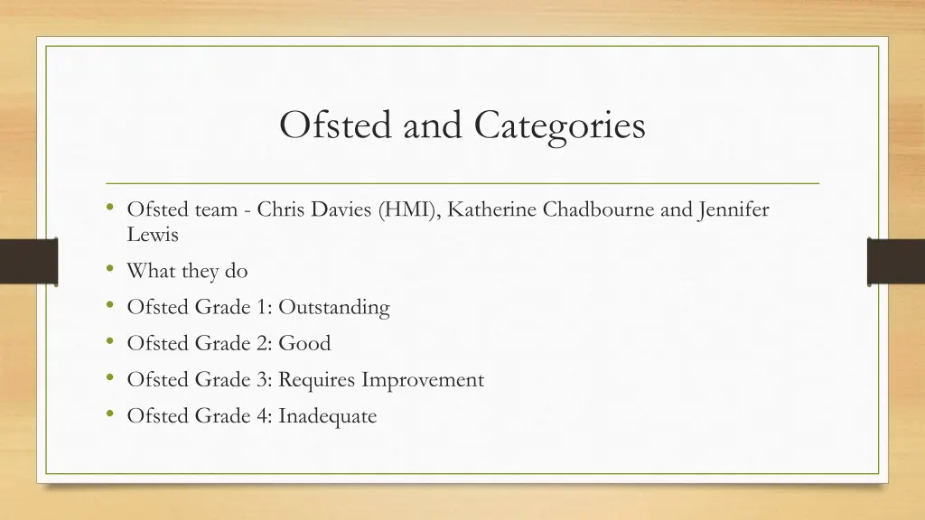 ofsted and categories