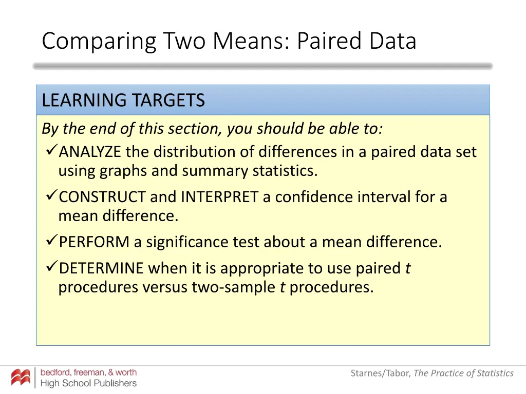 comparing two means paired data