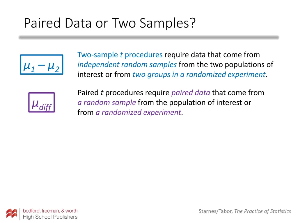 paired data or two samples 1