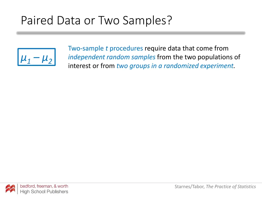 paired data or two samples