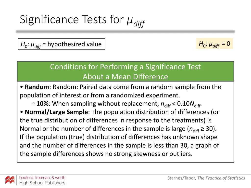 significance tests for diff 2