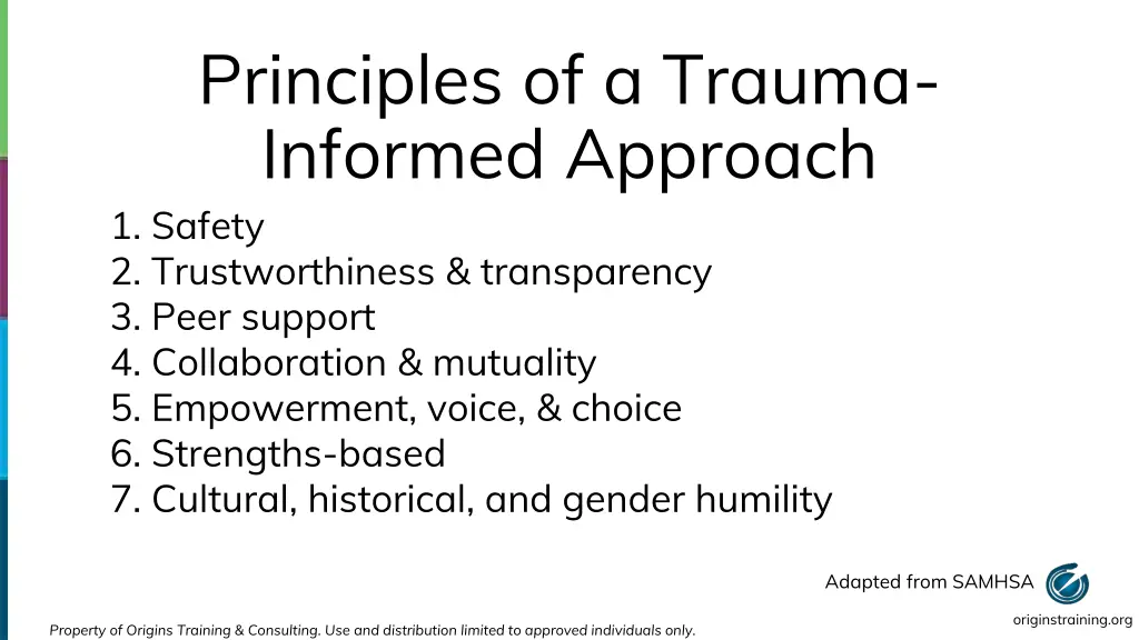 principles of a trauma informed approach 1 safety