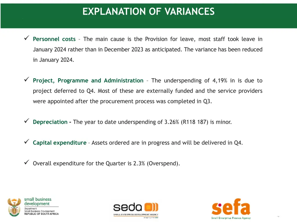 explanation of variances