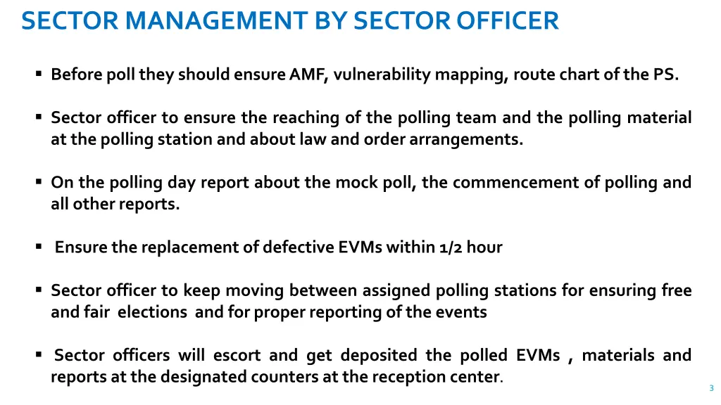 sector management by sector officer anagement