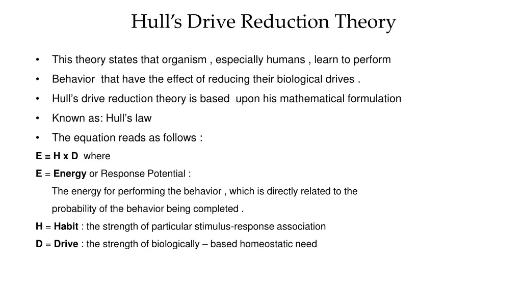 hull s drive reduction theory