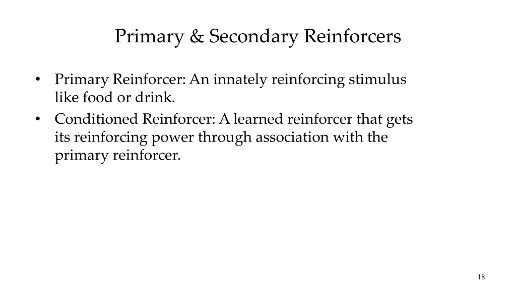 primary secondary reinforcers