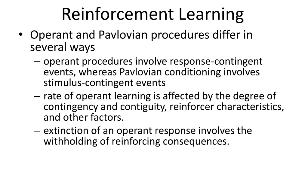 reinforcement learning operant and pavlovian