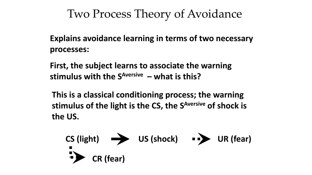 two process theory of avoidance