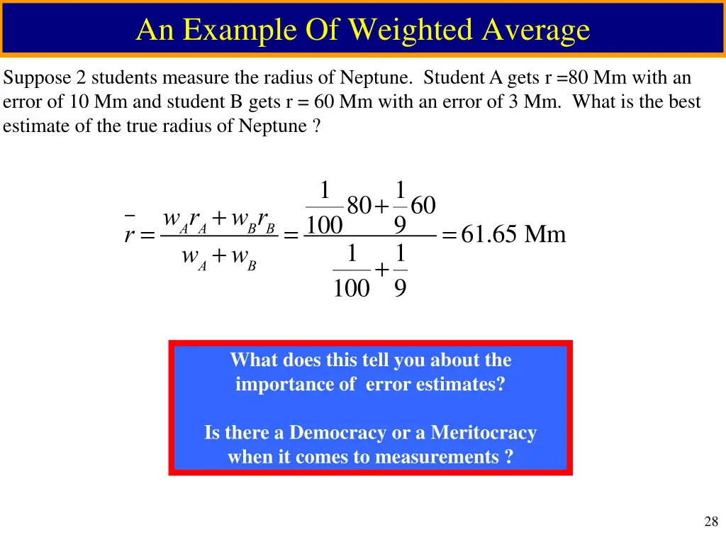 an example of weighted average