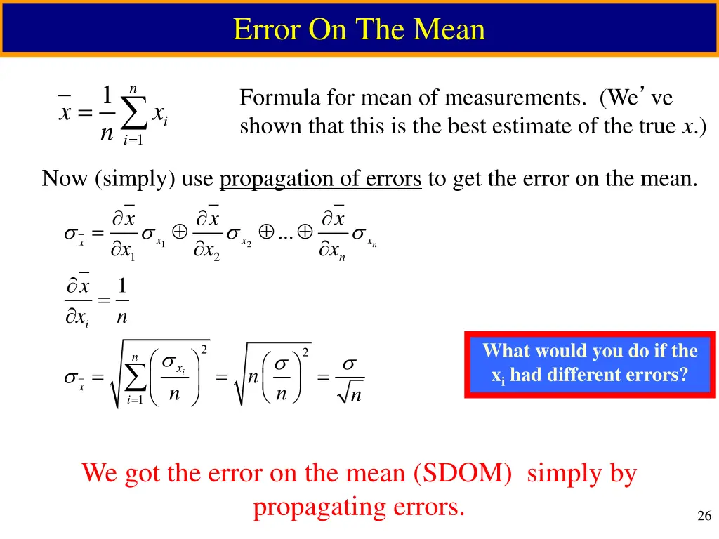 error on the mean