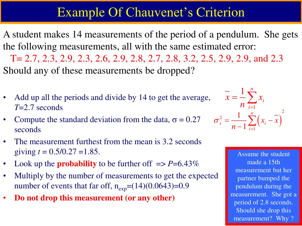 example of chauvenet s criterion