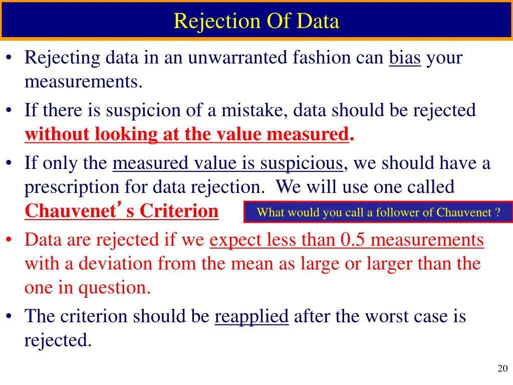 rejection of data