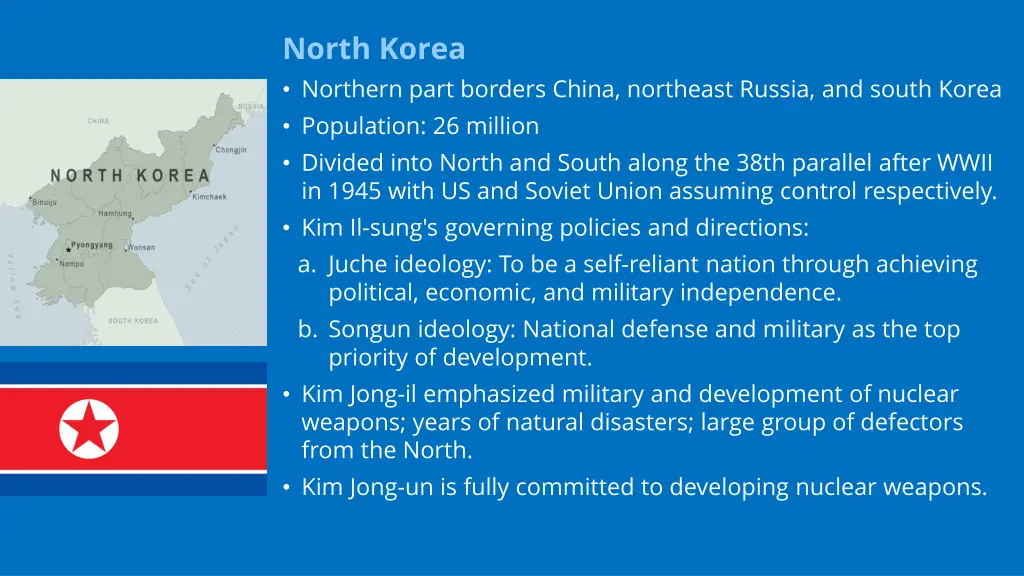 north korea northern part borders china northeast