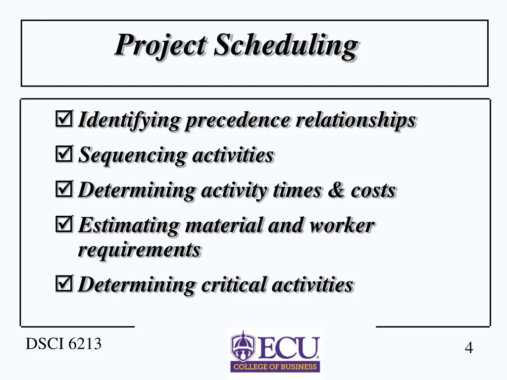 project scheduling