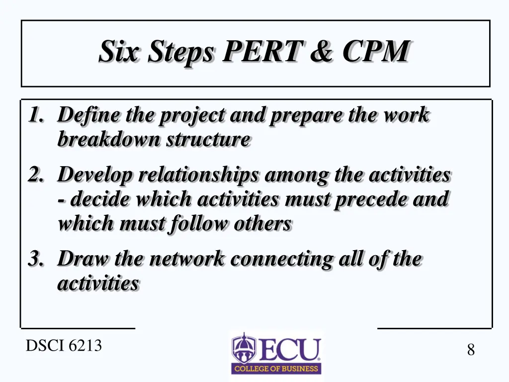 six steps pert cpm