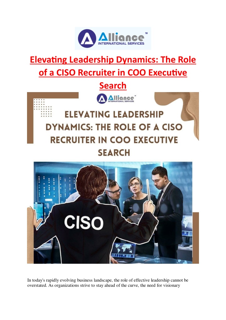 elevating leadership dynamics the role of a ciso