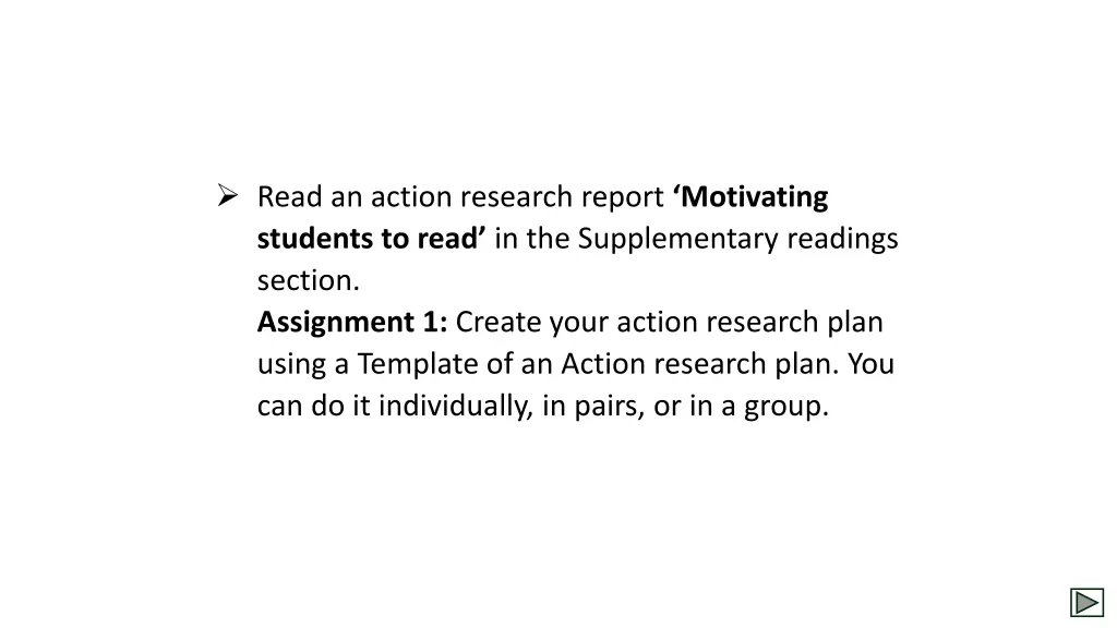 read an action research report motivating