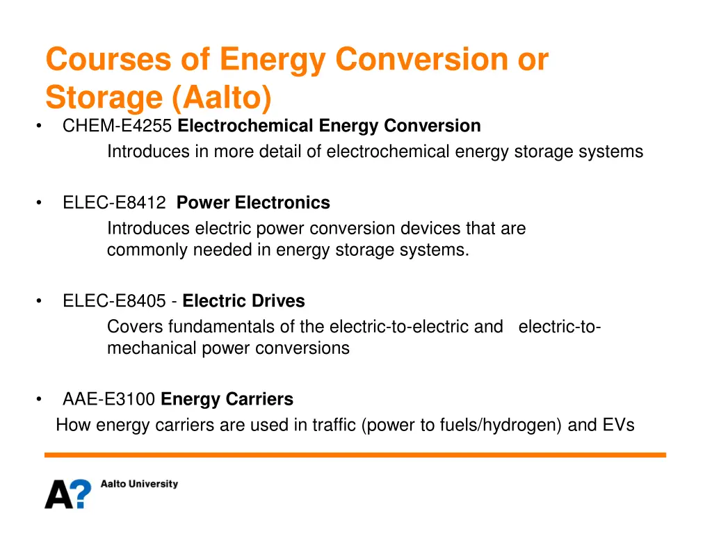 courses of energy conversion or storage aalto