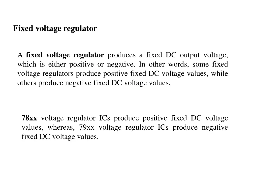 fixed voltage regulator