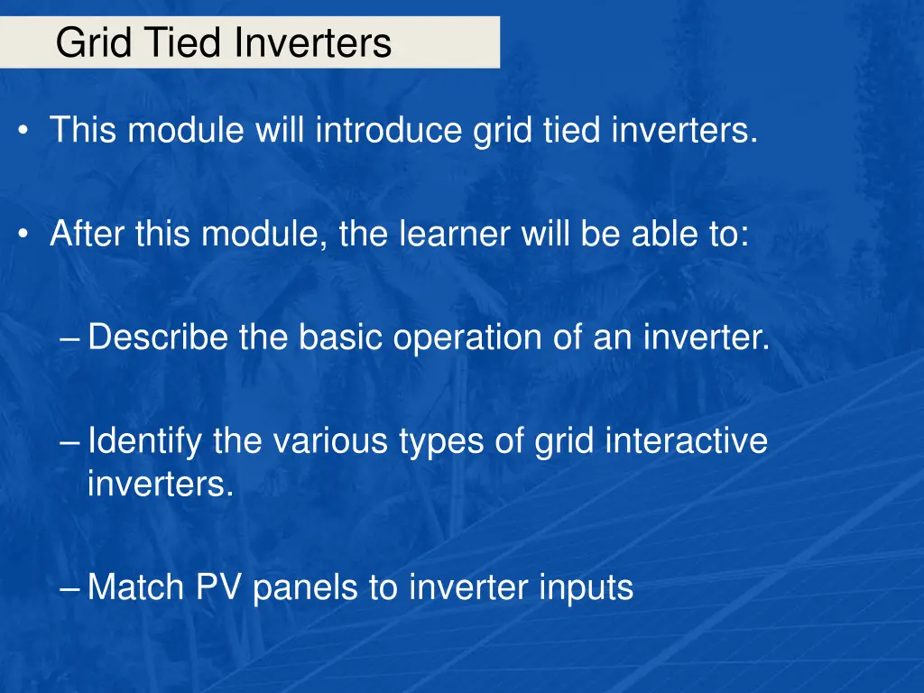 grid tied inverters