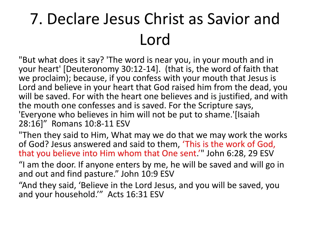 7 declare jesus christ as savior and lord