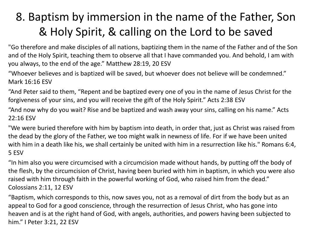 8 baptism by immersion in the name of the father