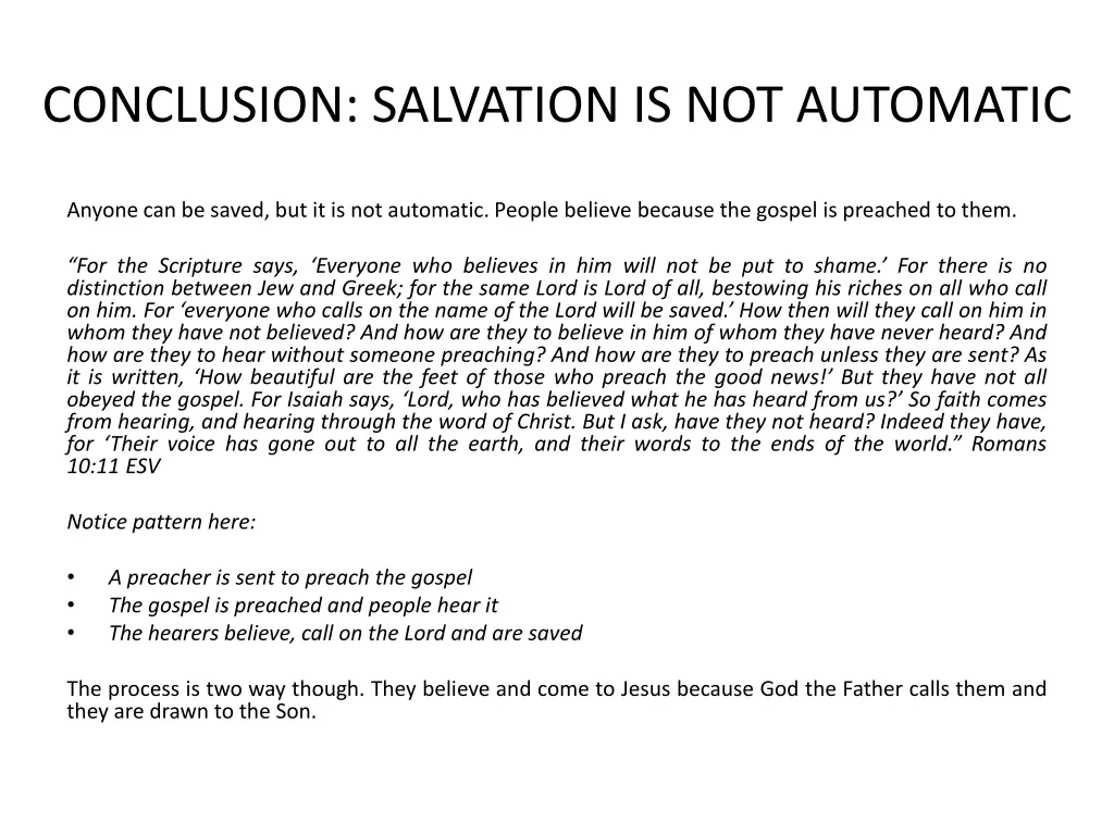 conclusion salvation is not automatic
