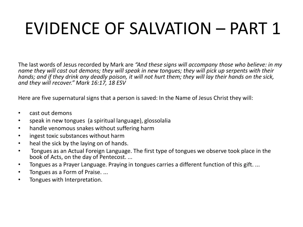 evidence of salvation part 1