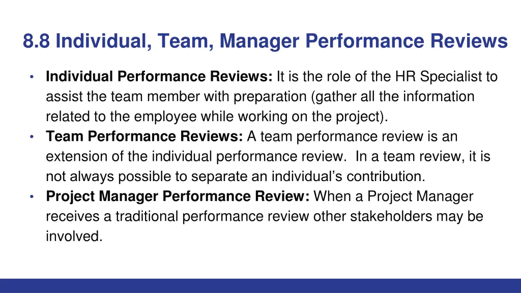 8 8 individual team manager performance reviews