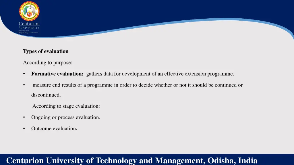 types of evaluation