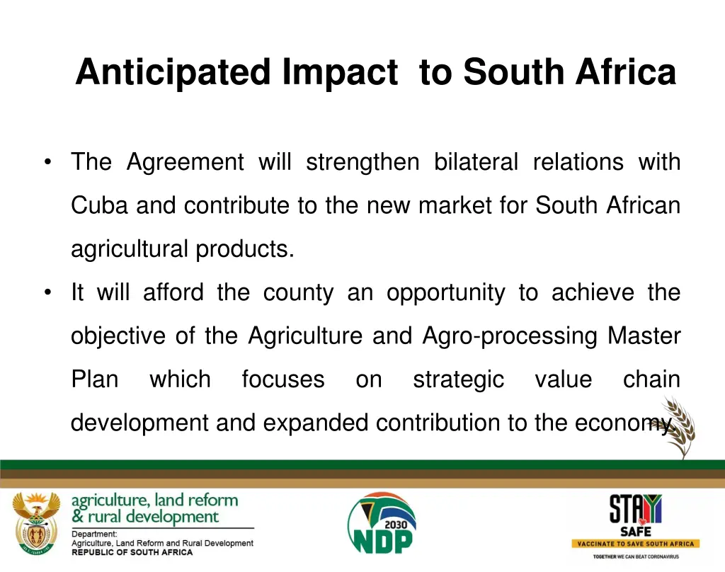 anticipated impact to south africa