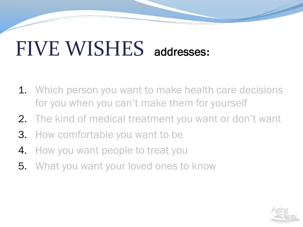 five wishes addresses