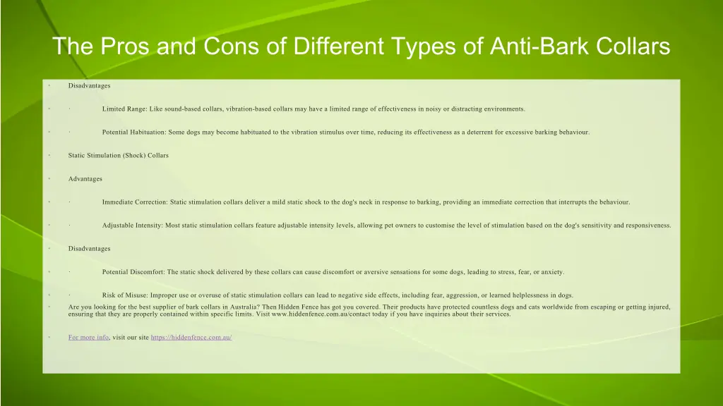 the pros and cons of different types of anti bark 1