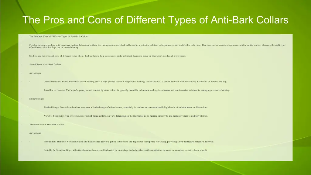 the pros and cons of different types of anti bark