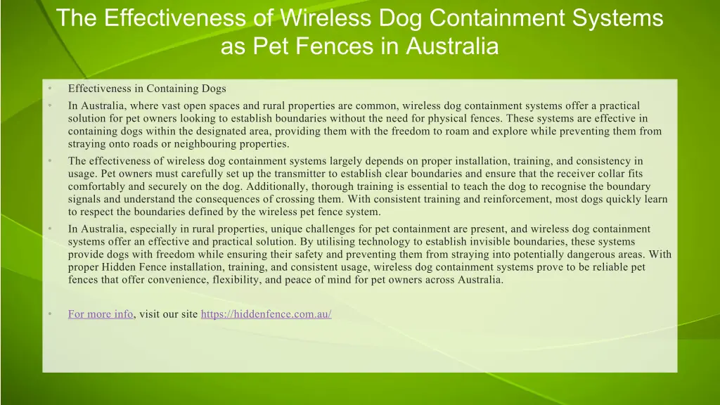 the effectiveness of wireless dog containment 1