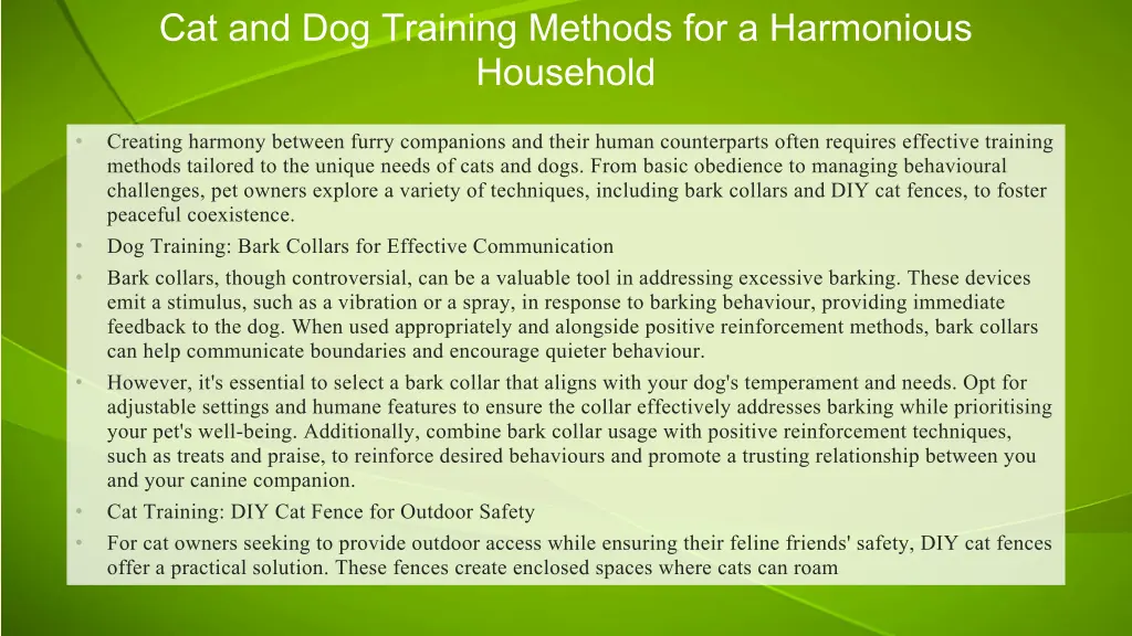 cat and dog training methods for a harmonious