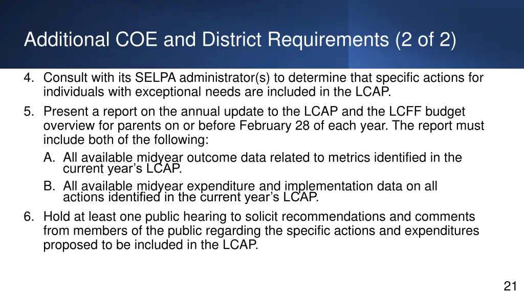 additional coe and district requirements 2 of 2