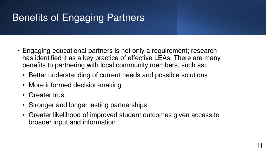 benefits of engaging partners