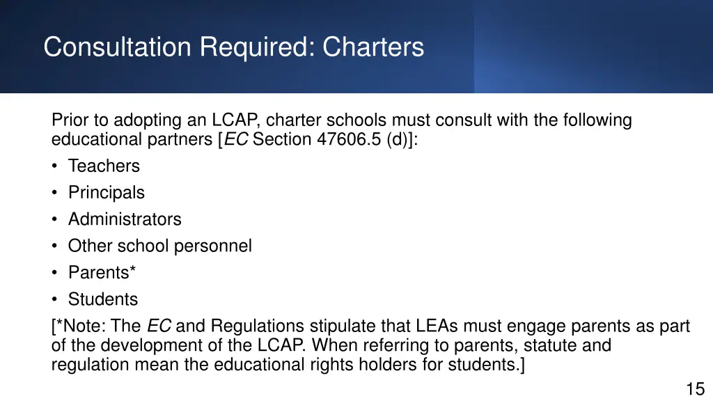 consultation required charters