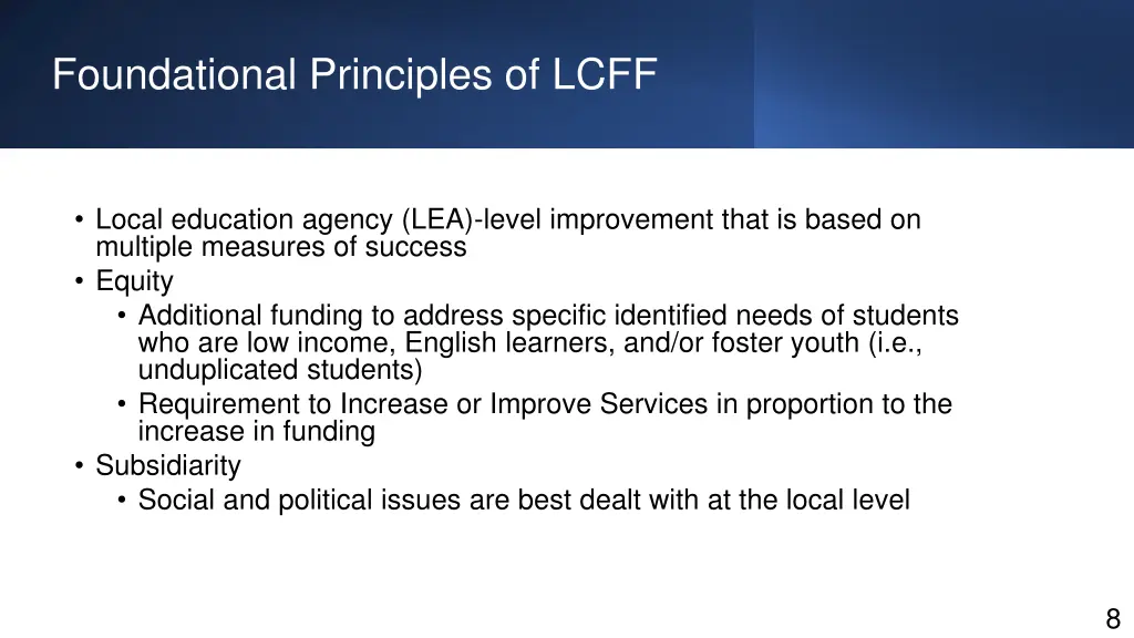 foundational principles of lcff