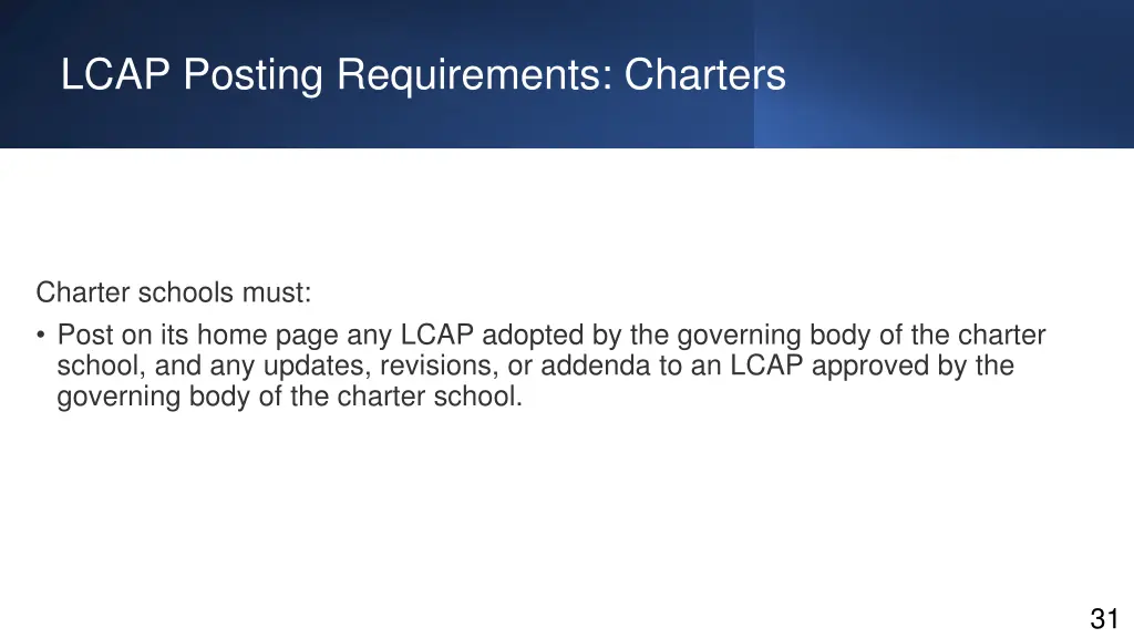 lcap posting requirements charters