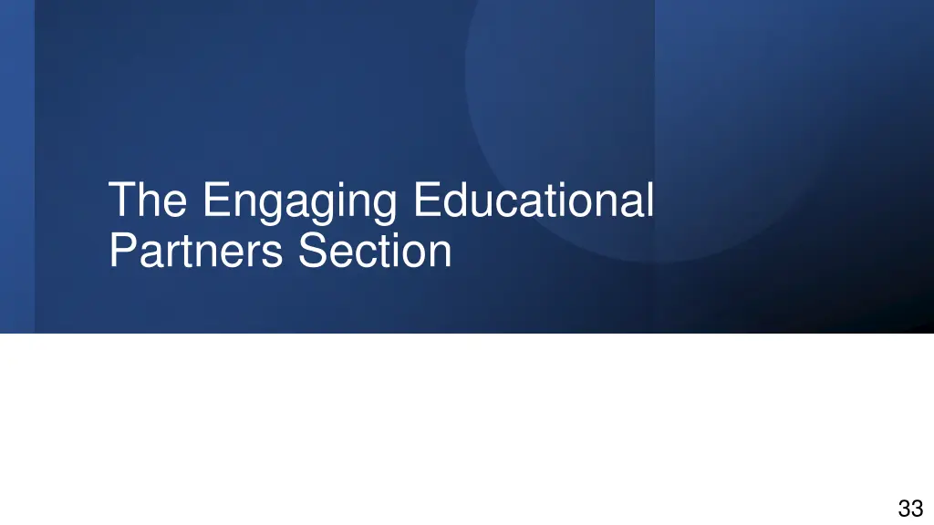 the engaging educational partners section