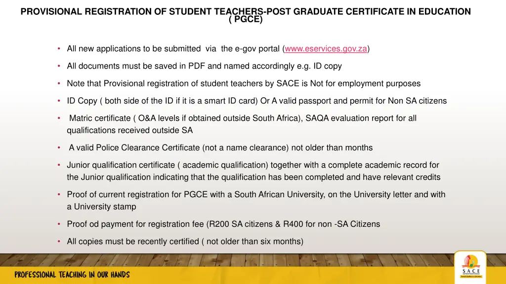 provisional registration of student teachers post