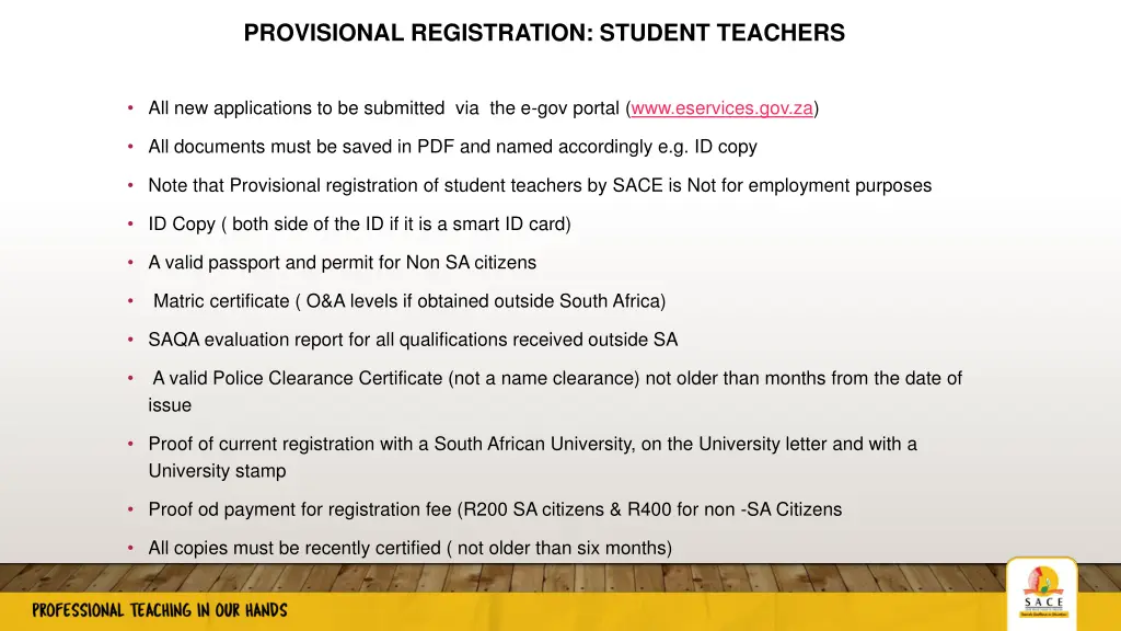 provisional registration student teachers